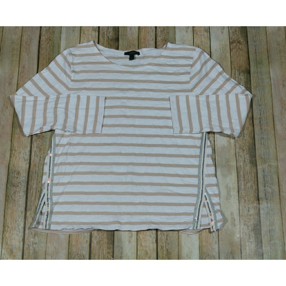 J. Crew Tops - J. Crew 3/4 sleeve beaded sailor-striped top C3819